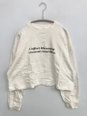 LOWRYS FARM ローリーズファーム Tシャツ/カットソー F ホワイト 無地 前面プリント ショート丈 長袖 クルーネック(丸首)