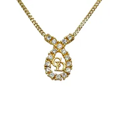 クリスチャンディオール Christian Dior ネックレス CDロゴ GP/ラインストーン レディース