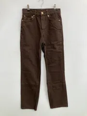 ZARA ザラ デニムパンツ USA 2 ブラウン フルレングス 無地 スタンダード ストレート ハイウエスト リジッド・ワンウォッシュ