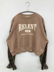 ems excite エムズエキサイト スウェット ブラウン スウェット チェック柄 前面プリント 長袖