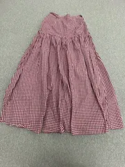 PA300  赤と白のチェック柄フレアロングスカート