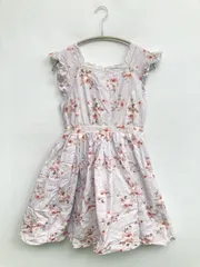 evelyn エブリン ワンピース パープル コットン 花柄・ボタニカル柄 レース リボン 袖なし ショート・ミニ丈 フレア