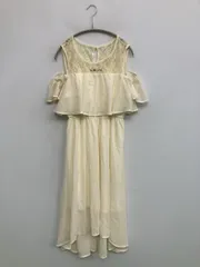 One Way ワンウェイ ワンピース アイボリー ナイロン 無地 レース フリル ロング・マキシ丈 袖なし フレア