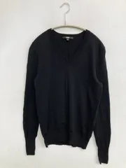 UNIQLO ユニクロ ニット/セーター M ブラック ニット 無地 ミドル丈 長袖 Vネック