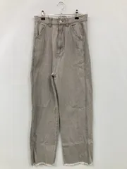 Kastane カスタネ デニムパンツ 1 グレー フルレングス 無地 スタンダード ストレート ハイウエスト ウエストゴム・紐 リジッド・ワンウォッシュ