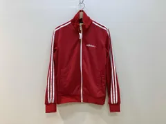 adidas アディダス トラックジャケット ジャージ サイズL 赤 レッド ポリエステル メンズ スリーストライプス フルジップ