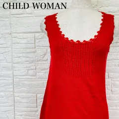 CHILD WOMAN チャイルドウーマン ニットノースリーブ レッド フリーサイズ 0289Kのサムネイル