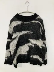 ニット/セーター ブラック ニット その他総柄 ミドル丈 長袖 クルーネック(丸首)