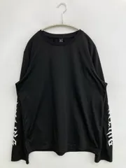 MANFINITY マンフィニティ Tシャツ/カットソー M ブラック 無地 ブランドロゴ ミドル丈 長袖 クルーネック(丸首)