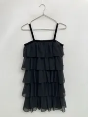 JILLSTUART ジルスチュアート チュニック 0 ブラック コットン 無地 フリル 袖なし ショート・ミニ丈