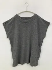 Tシャツ/カットソー LL グレー 無地 ミドル丈 半袖 クルーネック(丸首)