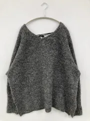 continuer de NICE CLAUP コンティニューデナイスクラップ ニット/セーター F グレー 無地 リボン ニット ウール・ニット 長袖 ミドル丈 Vネック