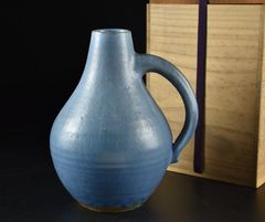 瀬戸焼 道泉窯 加藤寿逸造 青釉 花器 花瓶 花入 一輪挿し 壺 作家物