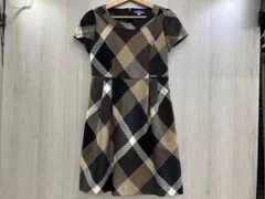 通年 BURBERRY BLUE LABEL バーバリー ブルーレーベル 半袖ワンピース E1J32-611-40 チェック ブラック×ブラウン サイズ38