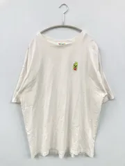 クレヨンしんちゃん Tシャツ/カットソー L ホワイト ワンポイント 刺繍 ミドル丈 半袖 クルーネック(丸首)