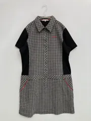 marie claire マリークレール ワンピース LL ブラック コットン チェック柄 刺繍 ブランドロゴ ショート・ミニ丈 台形