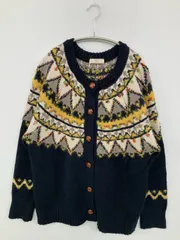 cepo セポ カーディガン/ボレロ M ネイビー ウール・ニット その他総柄 ミドル丈 長袖