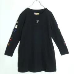 ピンクハウス★ロゴ＆ワッペンが可愛い♪長袖チュニック さくらんぼ ワンピース 黒系 z18762のサムネイル