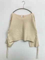 AZUL by MOUSSY アズールバイマウジー ニット/セーター M アイボリー 無地 リボン ショート丈 長袖 ボートネック