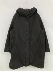 UNIQLO ユニクロ ダウンジャケット/コート XL ブラック 無地 ミドル丈 フードあり フード取り外し可 ジップアップ ボタン留め