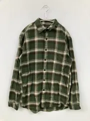 UNIQLO ユニクロ シャツ/ブラウス S グリーン コットン チェック柄 ミドル丈 長袖 レギュラーカラー