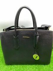 ●FURLA TESSA 2WAY　ハンドバック　ショルダーバッグ　ブラック　型くずれ　金属小傷あり　中古　u260317_0
