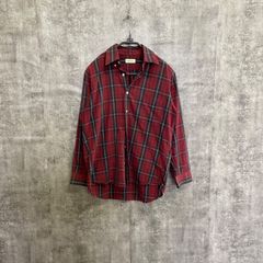 【Y-453】チェックシャツ メンズ M 赤 黒 長袖 古着 カジュアル ネルシャツ ボタンダウン チェック柄 シャツ 秋冬 トップス 古着シャツ