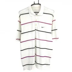 ナイキゴルフ 半袖ポロシャツ 白×黒 ボーダー メンズ L ゴルフウェア NIKE