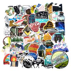 ハイキング キャンピングシール 防水シール 65枚 スーツケース キャンピングステッカー バイク 冒険アウトドアステッカー ヘルメットなど適用