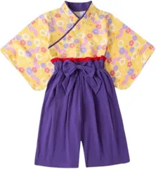 袴風 キッズ 浴衣 女の子 和服 上下セット 90~130cm 子供用 ガールズ 着物 可愛い ベビー ゆかた 袴 ドレス 七五三 祝い 花柄 蝶結び 子供服 祭り 花火大会 記念撮影