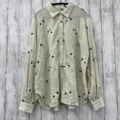 【 FOREVER 21 】花柄刺繍シアーシャツ フリーサイズ ライトグリーン