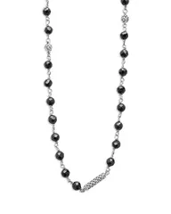 ラゴス レディース アクセサリー ネックレス・チョーカー・ペンダントトップ レース LAGOS Sterling Silver Caviar Icon Ceramic Bead Link Long Strand Necklace 34 BlackSilver