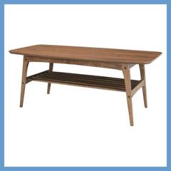 天然木のセンターテーブル（Ｌ）「W105×D50×H40cm」（収納棚付き）No.228（トムテシリーズ）／ウォルナット