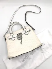 MICHAEL KORS マイケルコース HAMILTON サッチェル エンボス 2WAY ショルダー ハンド バッグ 白 ■■◎レディース