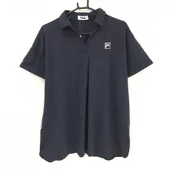 【新品】フィラ 半袖スキッパーシャツ ネイビー ロゴ刺しゅう  レディース LL ゴルフウェア FILA GOLF
