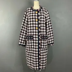 日本製 GRACE CONTINENTAL グレースコンチネンタル ノーカラーツイードジャケット コート カーディガン チェック柄 ストレッチ レディース