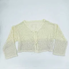 earth music&ecology アースミュージックアンドエコロジー　カールヤーンメッシュカーディガン　アイボリー　フリーサイズ　〇□・〇◇