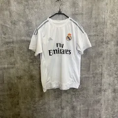 【Y-454】adidas レアルマドリード ユニフォーム ホワイト メンズM相当 Fly Emirates サッカーシャツ アディダス 半袖 トレーニング 応援 観戦 人気