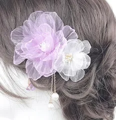 在庫処分 女性ギフト 七五三 花嫁 卒業式 成人式 (パープル) 花火大会 和装 浴衣 シンプル花の髪飾り クリップ 手作りの髪飾り