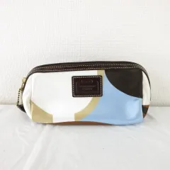 コーチ COACH ポーチ 総柄 ブラウン 白 *A940 ☆AA★