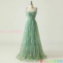 パーティードレス ロングドレス 演奏会 ノースリーブ シフォン コサージュ 肩出し ドレス 大人 ピアノ 結婚式 演奏会用ドレス ロング丈 大きいサイズ グリーン lf0319