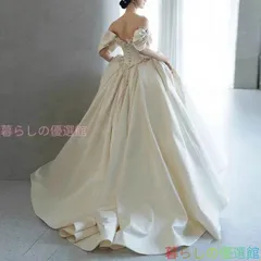 ウェディングドレス ロング 花嫁 二次会 結婚式 オフショルダー 白 Aライン 編み上げ 袖付き フィッシュテールlf0318