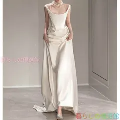 ウェディングドレス ウエディングドレス 二次会 結婚式 前撮り ブライダル ロングドレス 花嫁 スレンダードレス ロングトレーン サテン ノースリーブ シンプル 大人 サテン lf0317