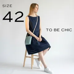 【極美品】TO BE CHICトゥービーシック タフタ はしごレース ノースリーブ タックワンピース 42(L) 紺ネイビー 【古着】【中古】【送料無料】