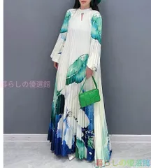 ワンピース レディース プリントワンピース マキシワンピース 大きいサイズ ゆったり 長袖 パフスリーブ ぶんわり 花柄ワンピース Aライン 大きなスイング付き セレブ感 lf0319