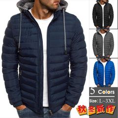 再入荷 中綿ジャケット メンズ アウター 防寒ジャケット 中綿入り ジャケット お洒落 フード付き 細身 かっこいい 軽量 綿入れ 秋服