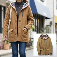 オーバーサイズ【TITICACA】チチカカ  フード付き 中綿 ジャケット 長袖 モッズコート 民族柄 エスニック ボアパーカー 裏キルティング キャメル 茶色 ブラウン レディース サイズ 3L相当 15号 /M43584jQ