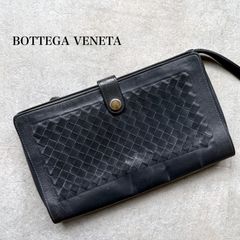 ボッテガヴェネタ 長財布 2つ折り財布 パイソン レザー ネイビー