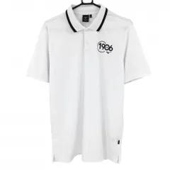 【超美品】ミズノゴルフ 半袖ポロシャツ 白 細目ドット地模様 襟ライン メンズ 2XL ゴルフウェア 大きいサイズ MIZUNO