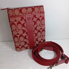 N  COACH コーチ シグネチャー ショルダーバッグ 斜め掛け ポシェット 薄型
